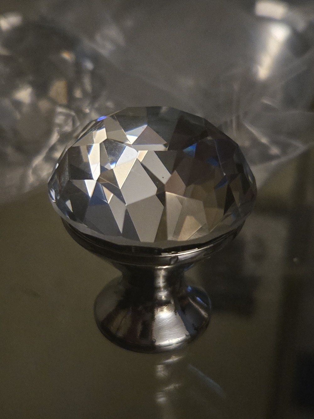 liberty Clear Crystal Glass Cabinet Knob with Silver Base